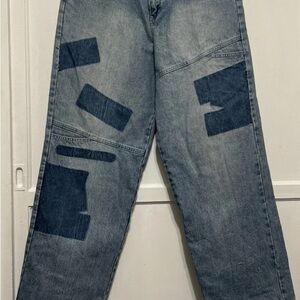 Pants, jeans  Function And Future Embroidered Denim Baggy Jeans Size 34x34